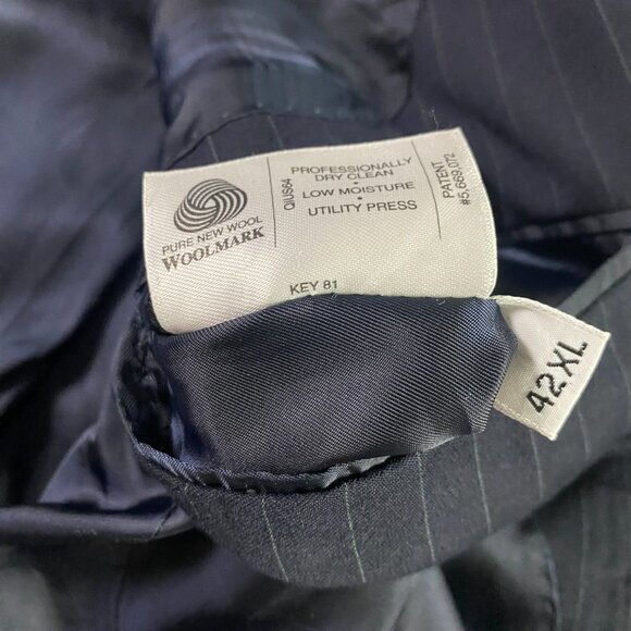 Hart Schaffner Marx Gold Trumpeter Sport Coat Blazer Men's 42 XL Blue Pinstripe - Picture 7 of 14